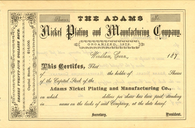 Adams Nickel Plating and Manufacturing Co.